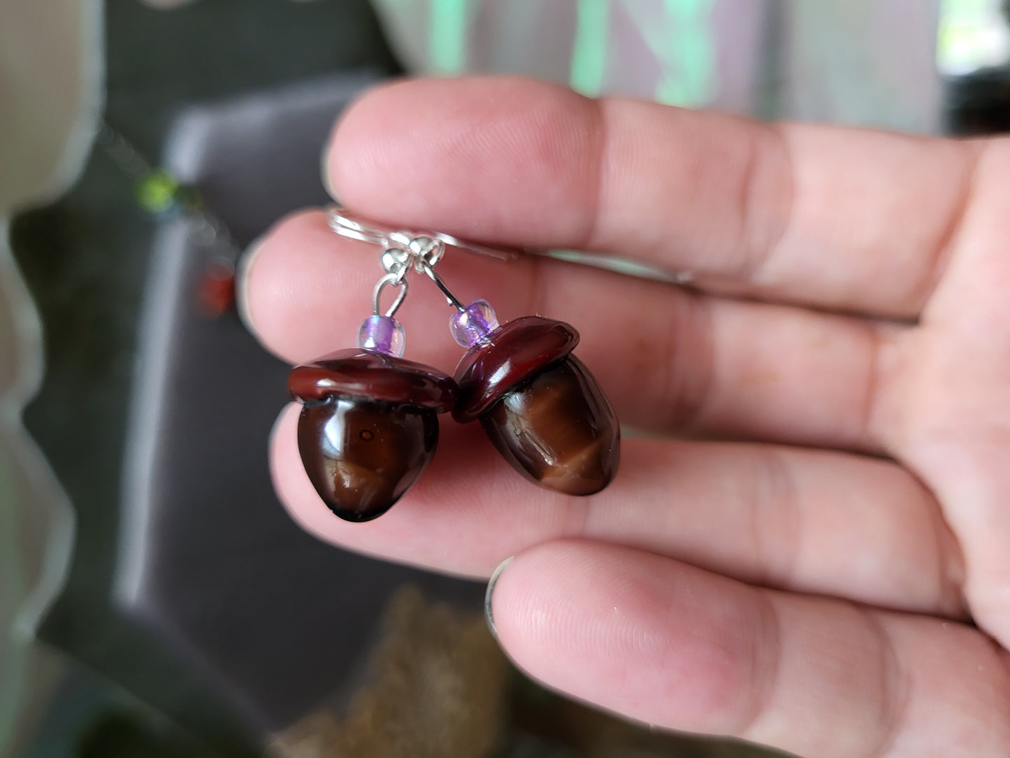 Totoro's Acorns Glass Earrings