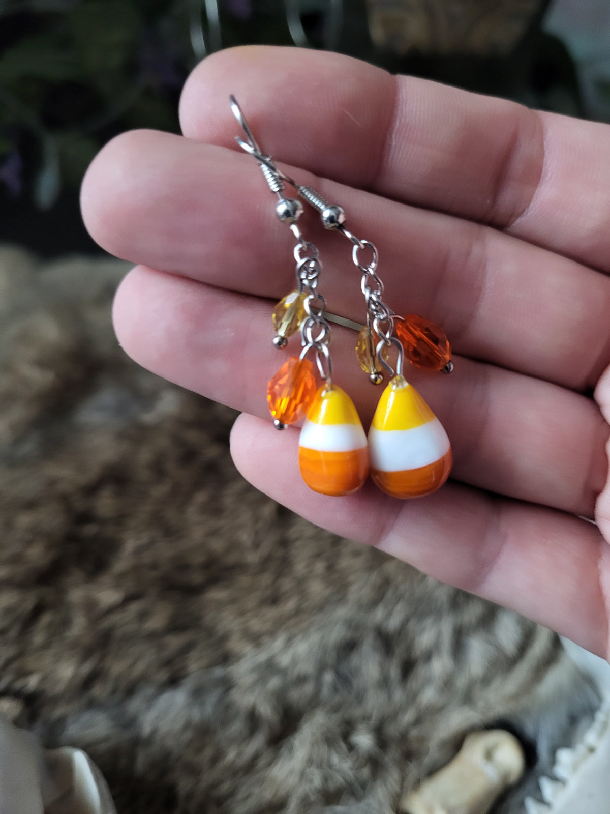 *Fancy* Glass Candy Corn Earrings