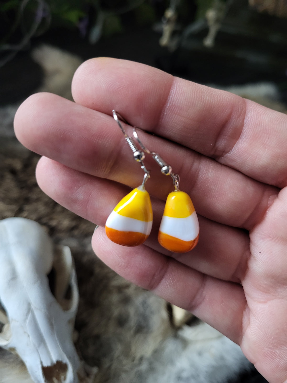 Glass Candy Corn Earrings