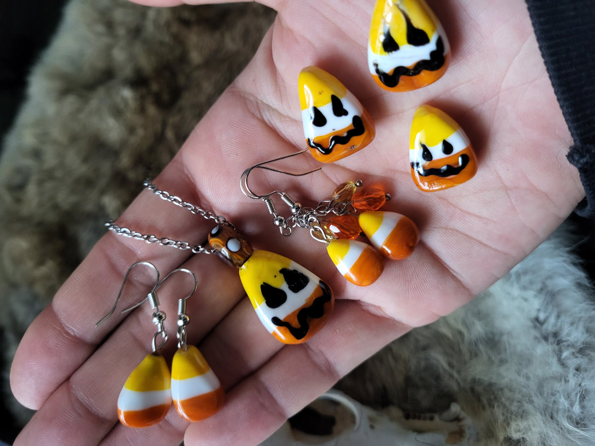 Glass Jack-O-Lantern Candy Corn Tchotchkes