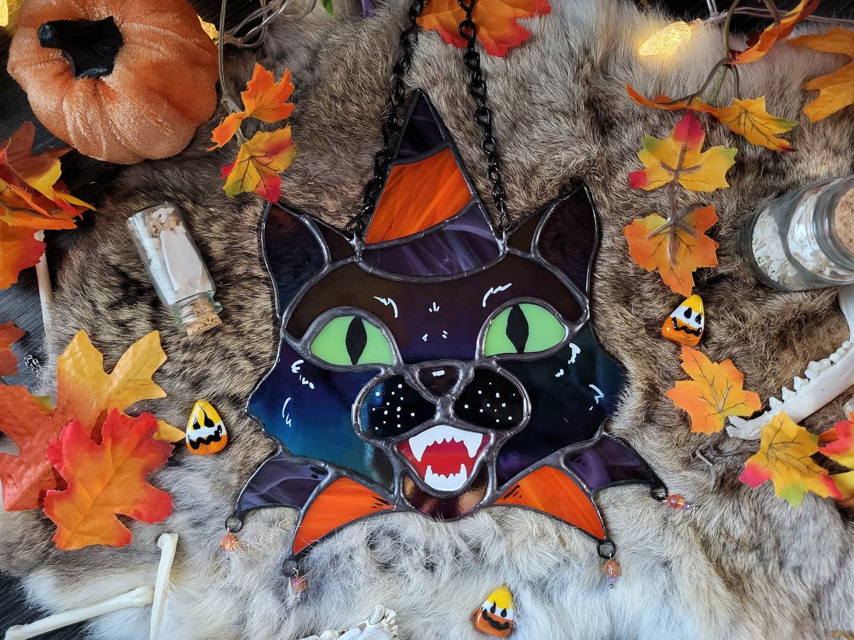 Party Cat Stained Glass Sun Catcher