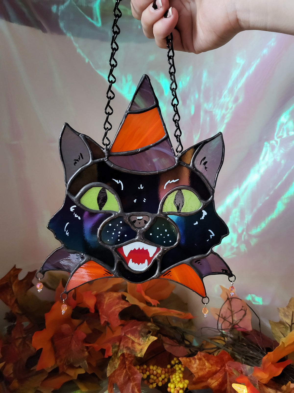 Party Cat Stained Glass Sun Catcher