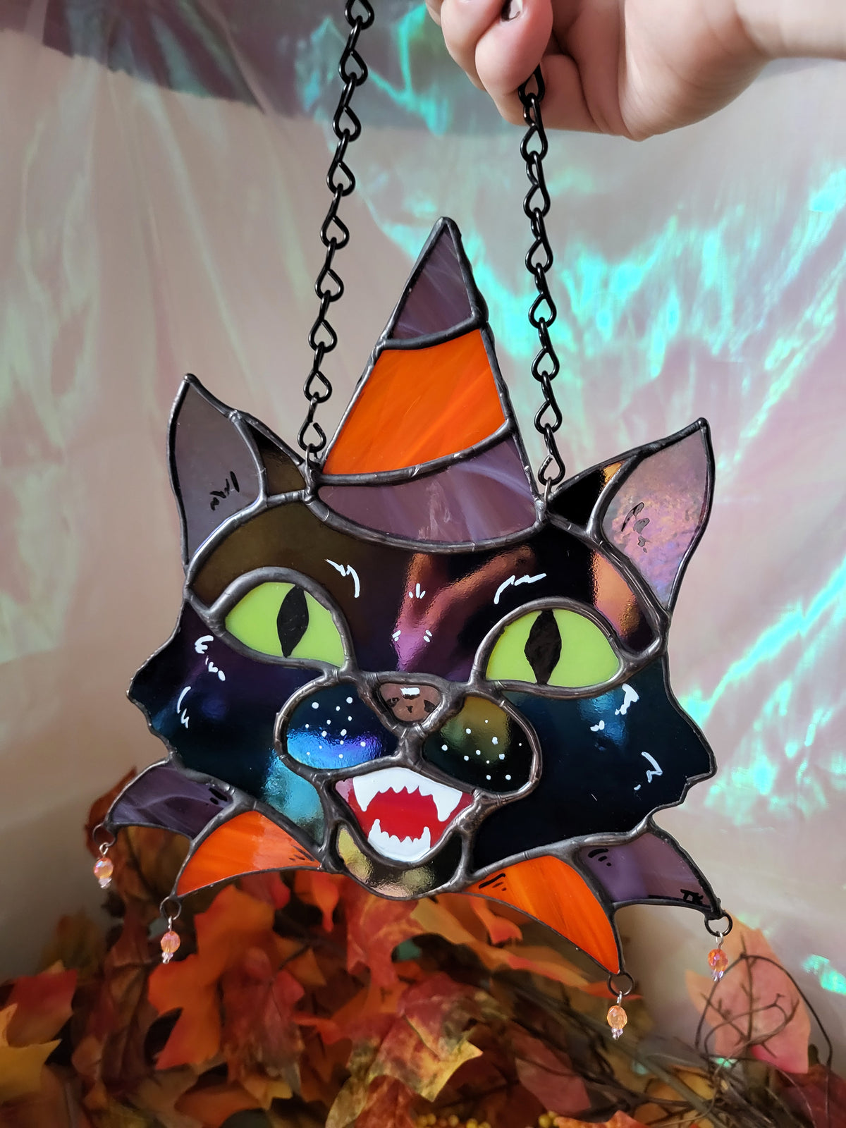 Party Cat Stained Glass Sun Catcher