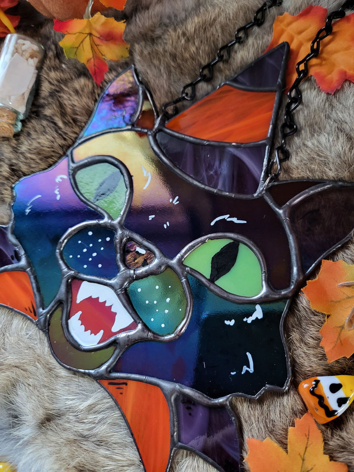 Party Cat Stained Glass Sun Catcher