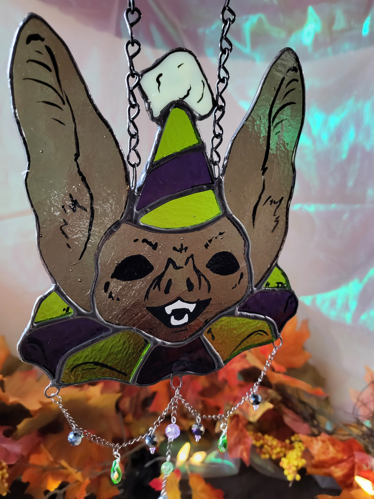 Party Bat Stained Glass Sun Catcher