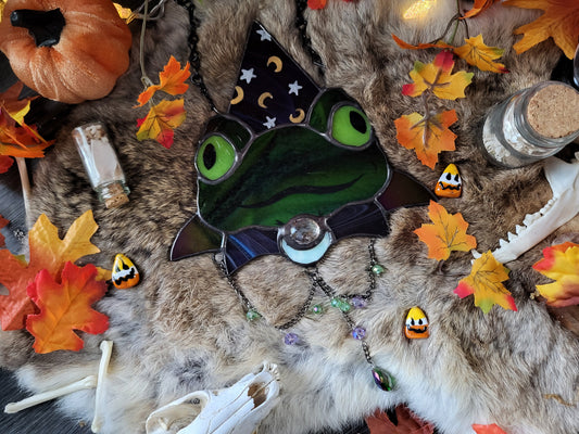 Wizard Frog Stained Glass Sun Catcher