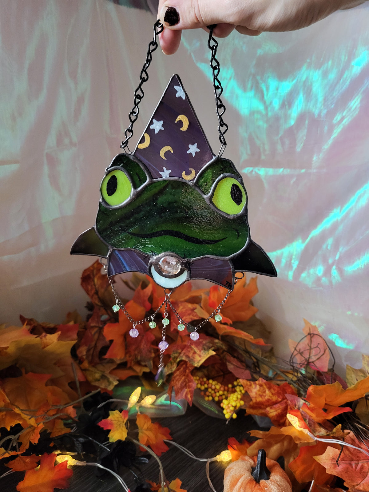 Wizard Frog Stained Glass Sun Catcher