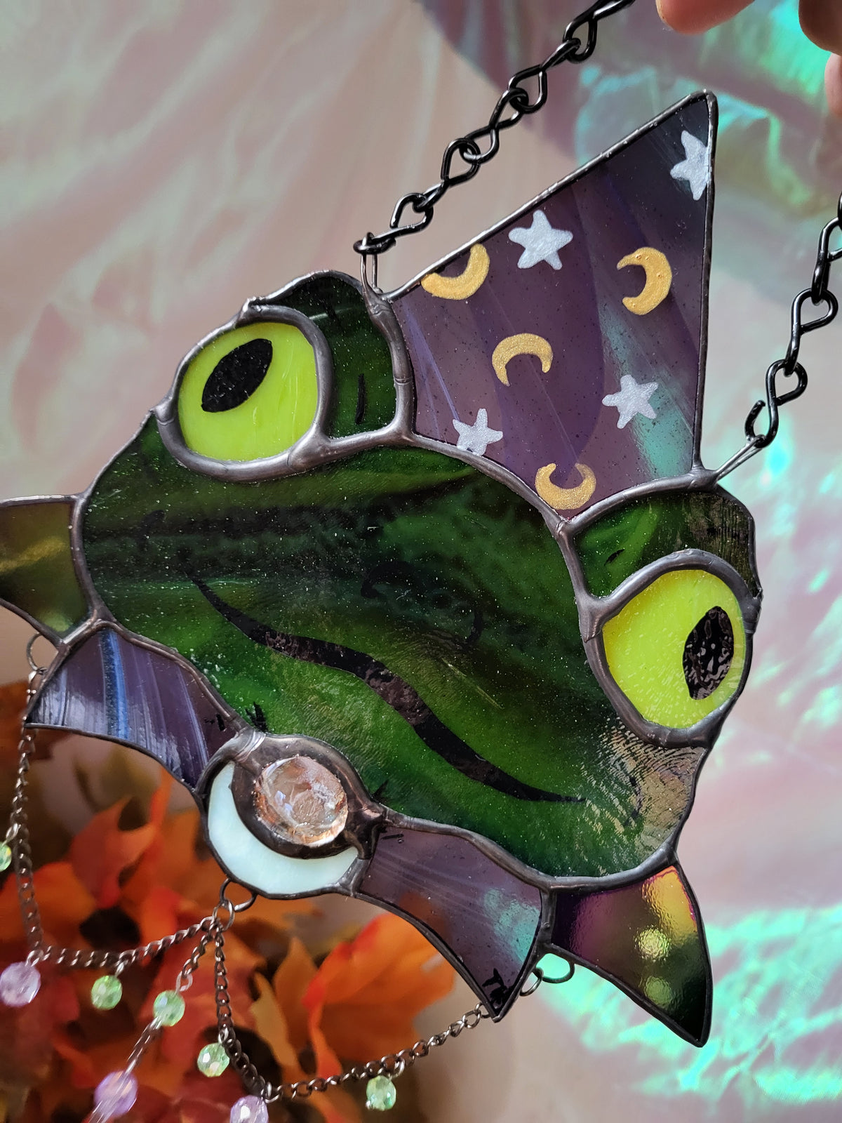 Wizard Frog Stained Glass Sun Catcher