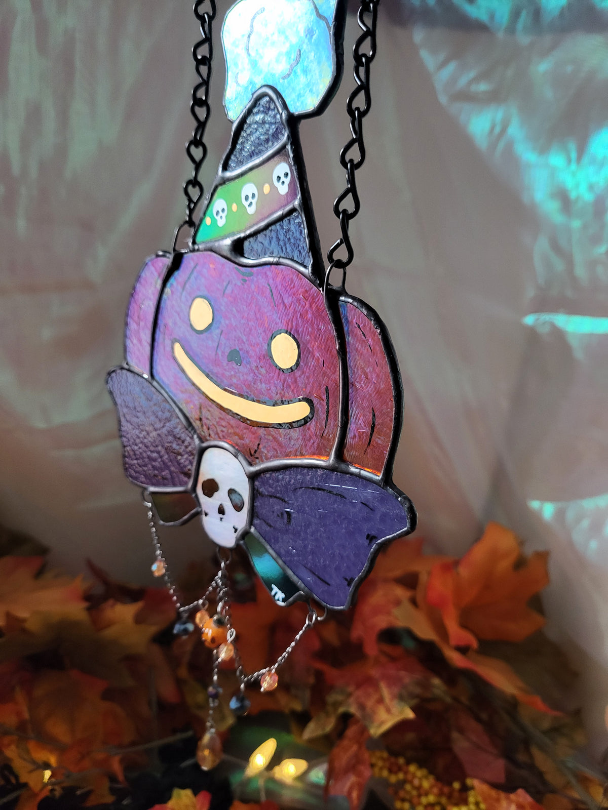 Party Pumpkin Stained Glass Sun Catcher