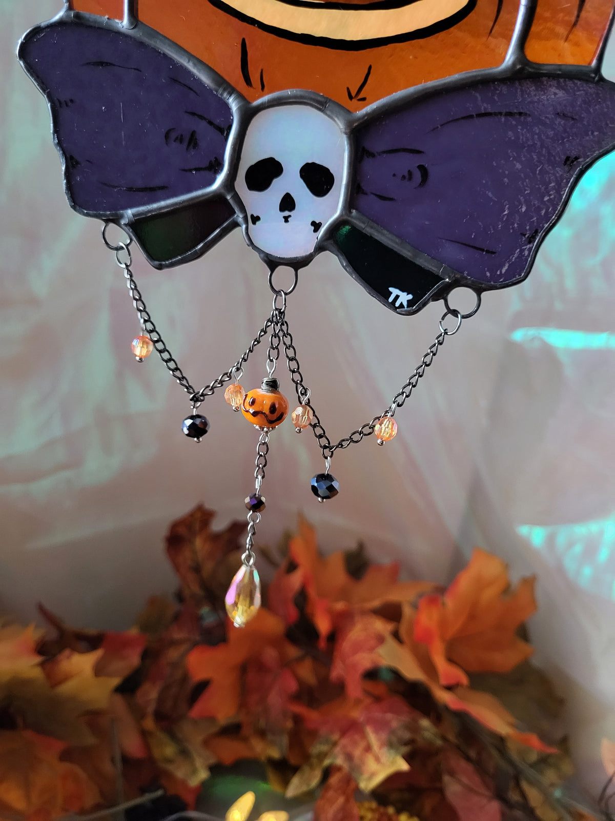 Party Pumpkin Stained Glass Sun Catcher