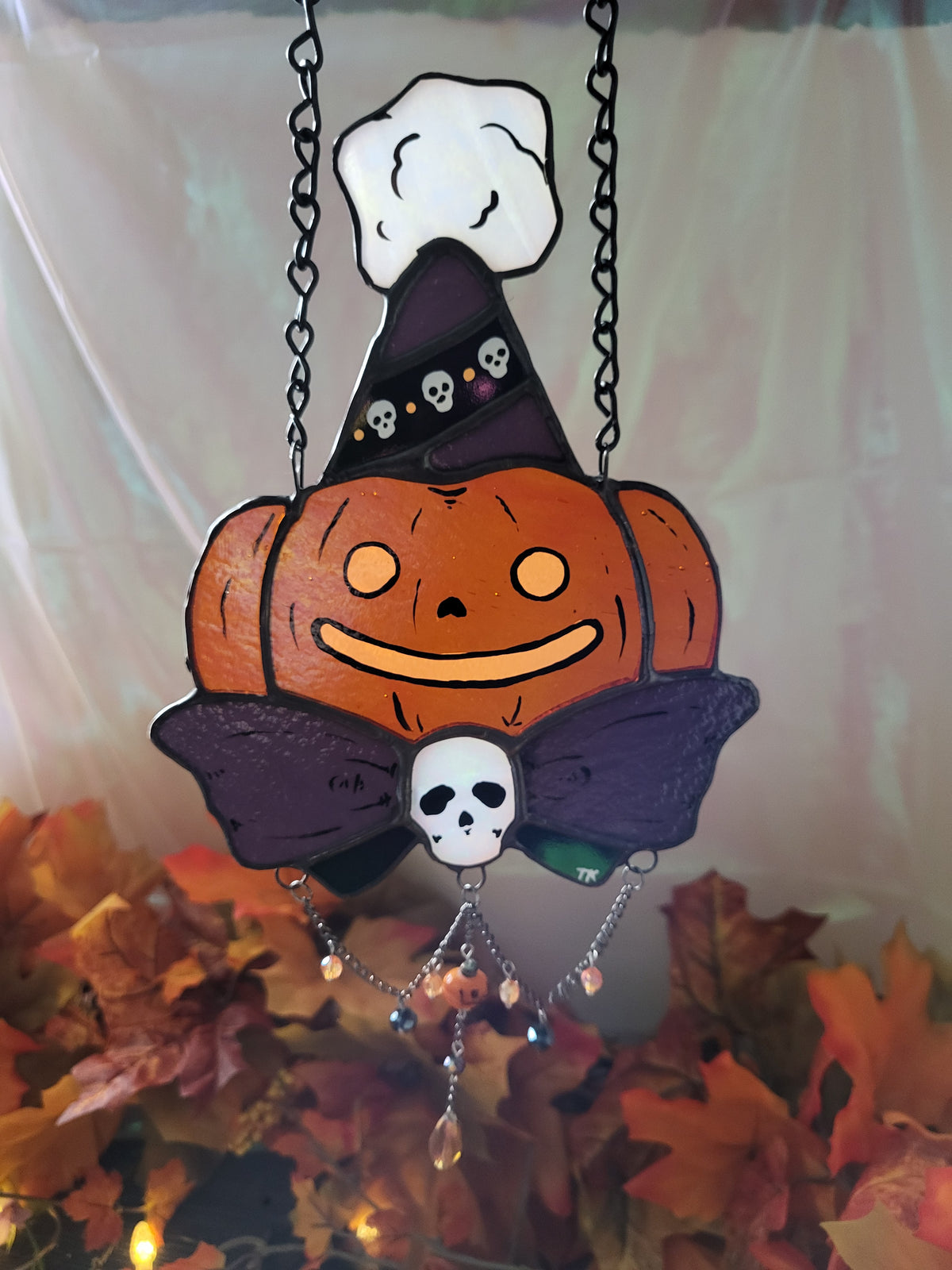Party Pumpkin Stained Glass Sun Catcher