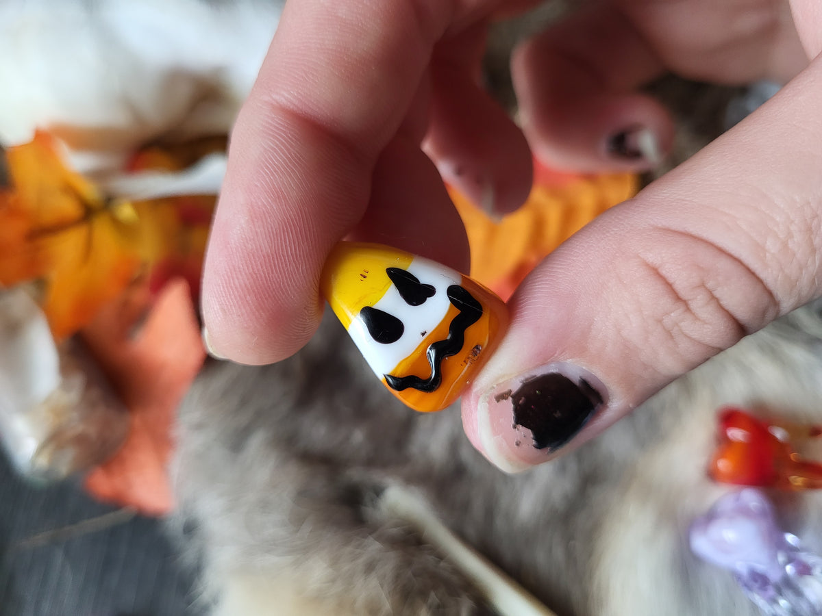 Glass Jack-O-Lantern Candy Corn Tchotchkes