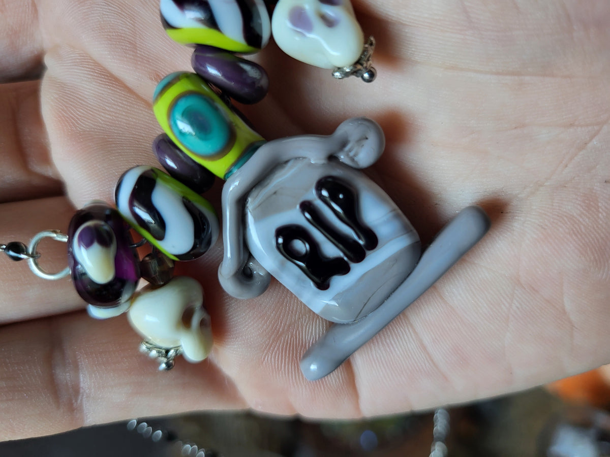 Glass Tombstone (Purple Themed) Pendant Necklace