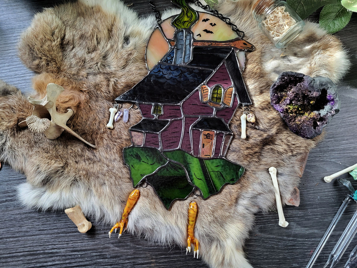 Baba Yaga's Hut Stained Glass Suncatcher