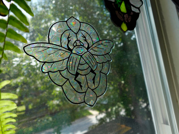 Scarab Beetle Rainbow Window Cling