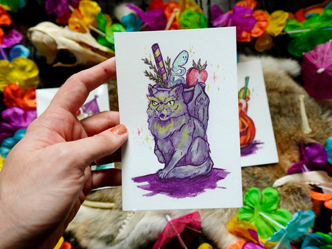 Catgoyle Tiki Drink Fine Art Print