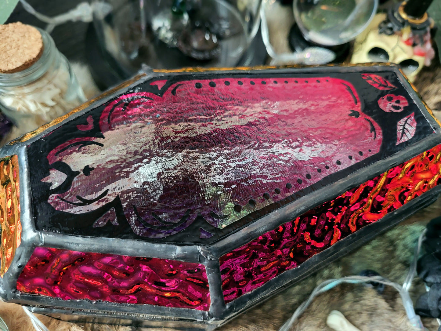 Eternal Love Stained Glass Trinket Coffin