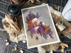 Crow Skull Study Original Painting