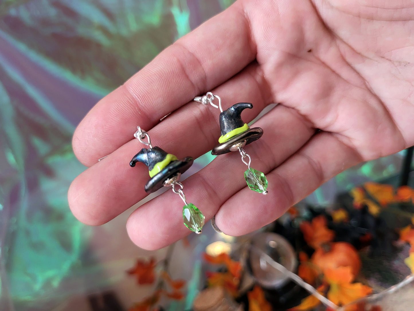 Lil' Witch Hats Glass Bead Earrings