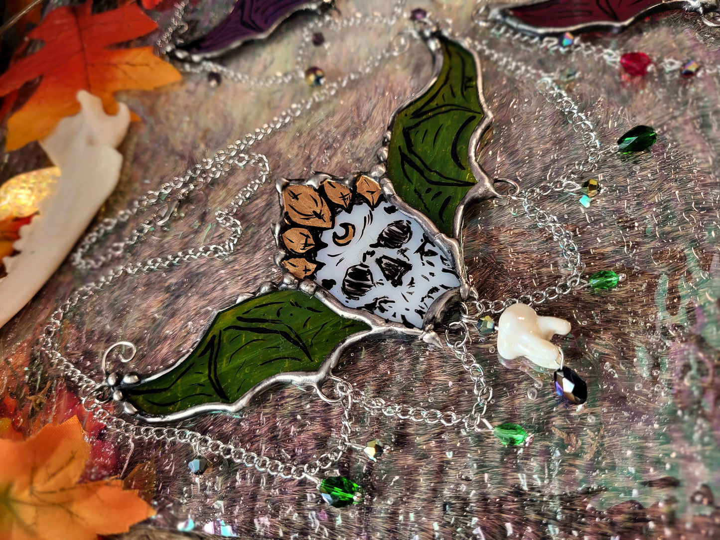 Memento Mori II Stained Glass Statement Necklace
