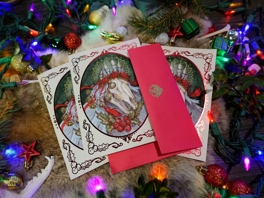 Mari Lwyd Foiled Holiday Cards