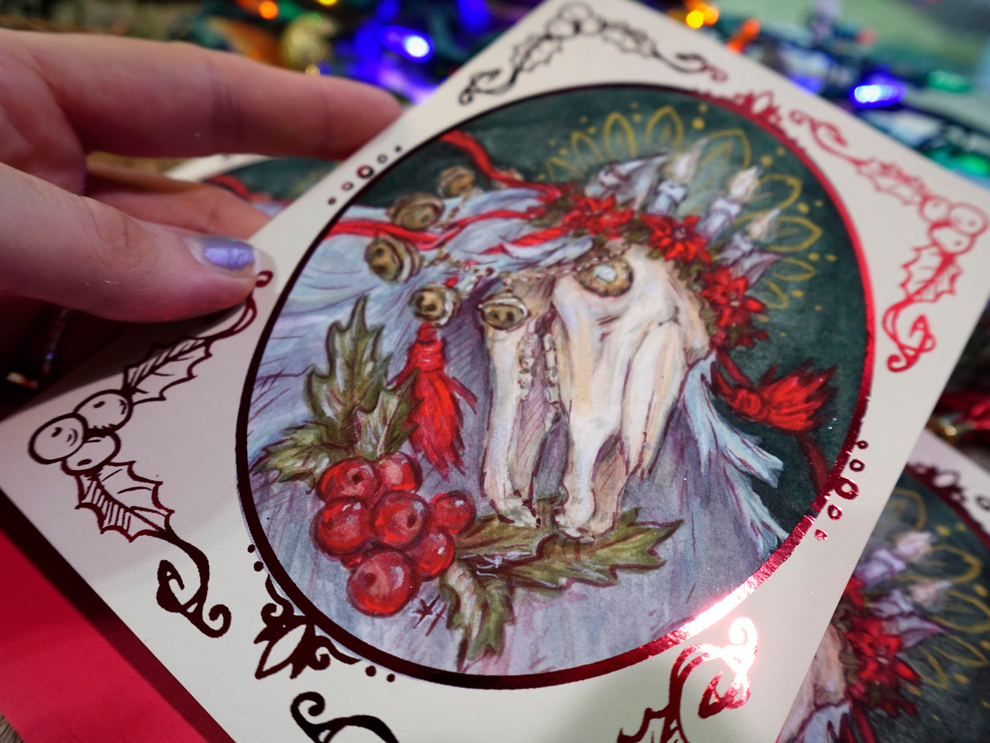 Mari Lwyd Foiled Holiday Cards