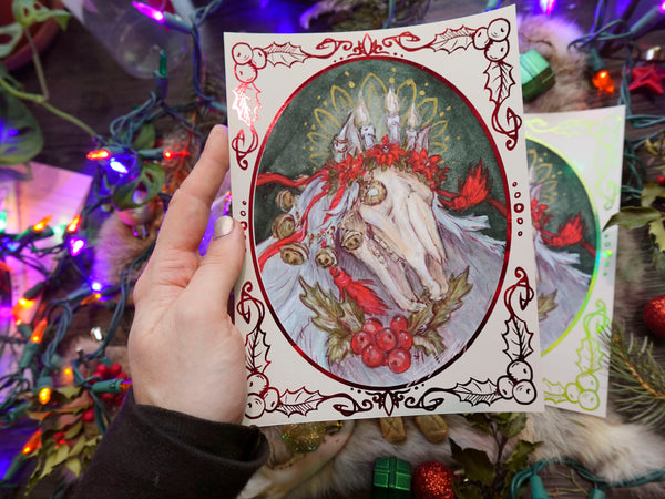 Mari Lwyd Foiled Fine Art Print