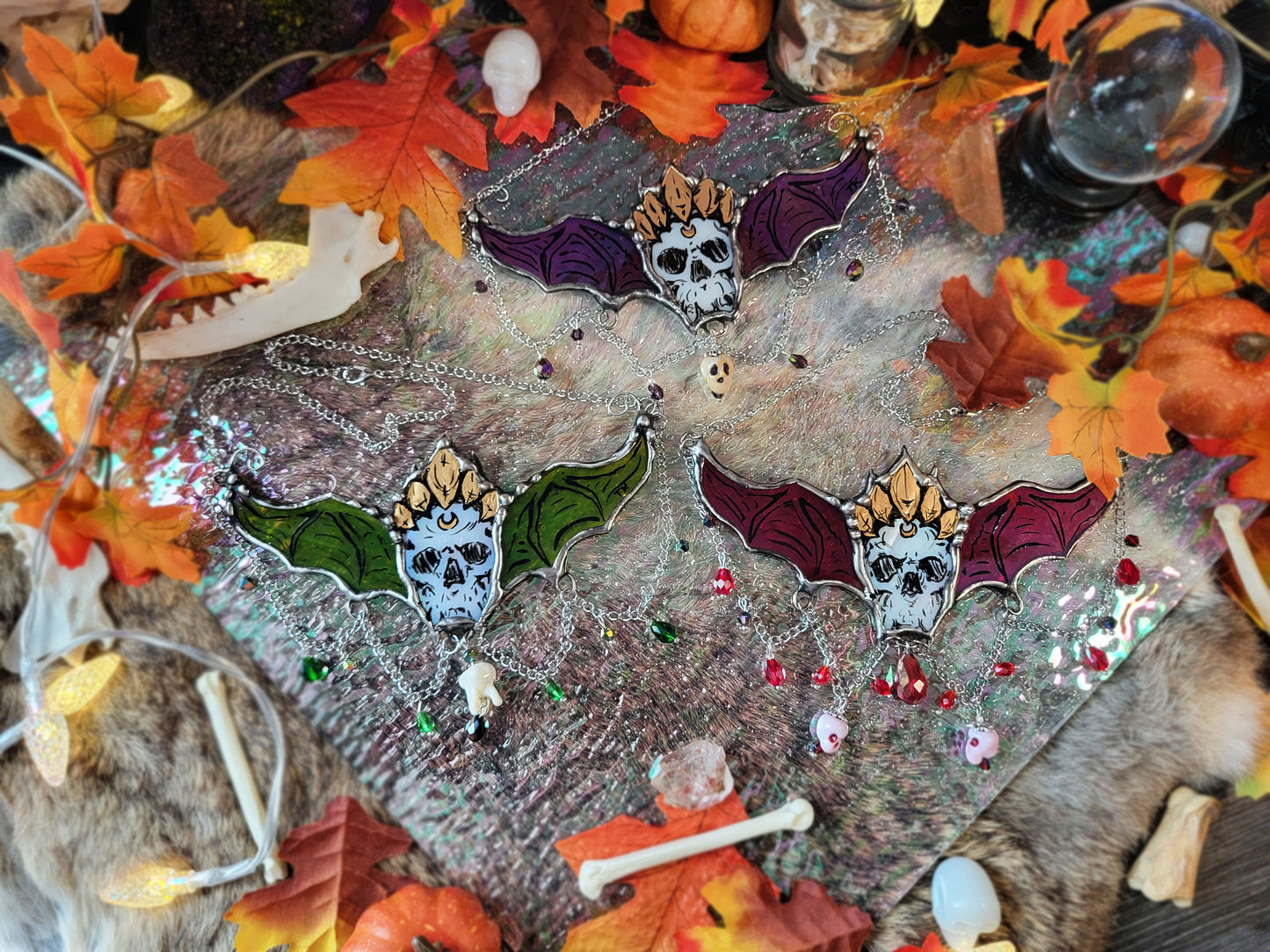 Memento Mori II Stained Glass Statement Necklace