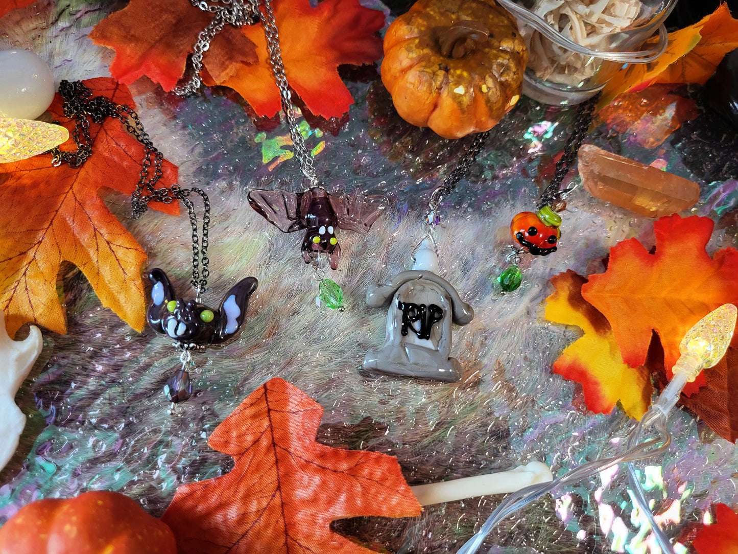 Handmade Halloween Glass Pendant Necklaces