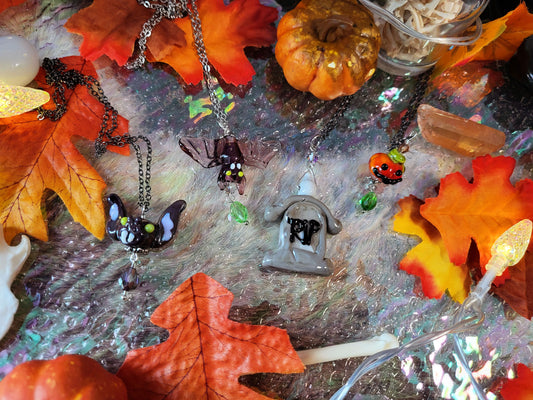 Handmade Halloween Glass Pendant Necklaces
