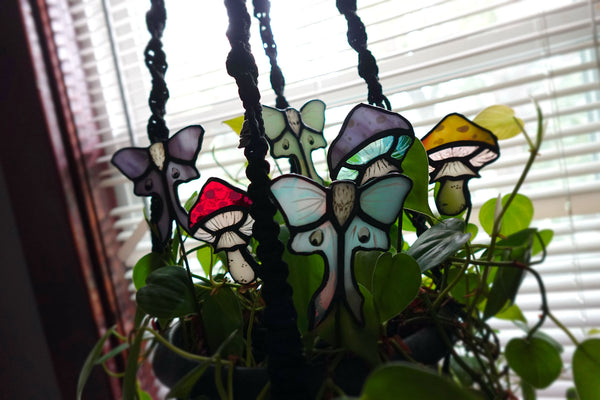 Mushroom Stained Glass Plant Stakes