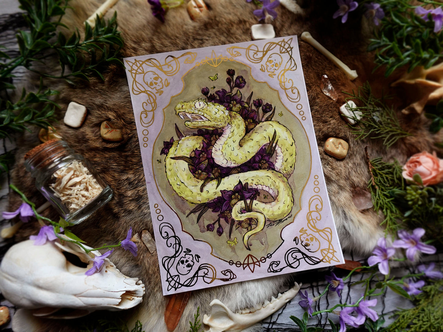 Venomous Bloom Hand Embellished Fine Art Print