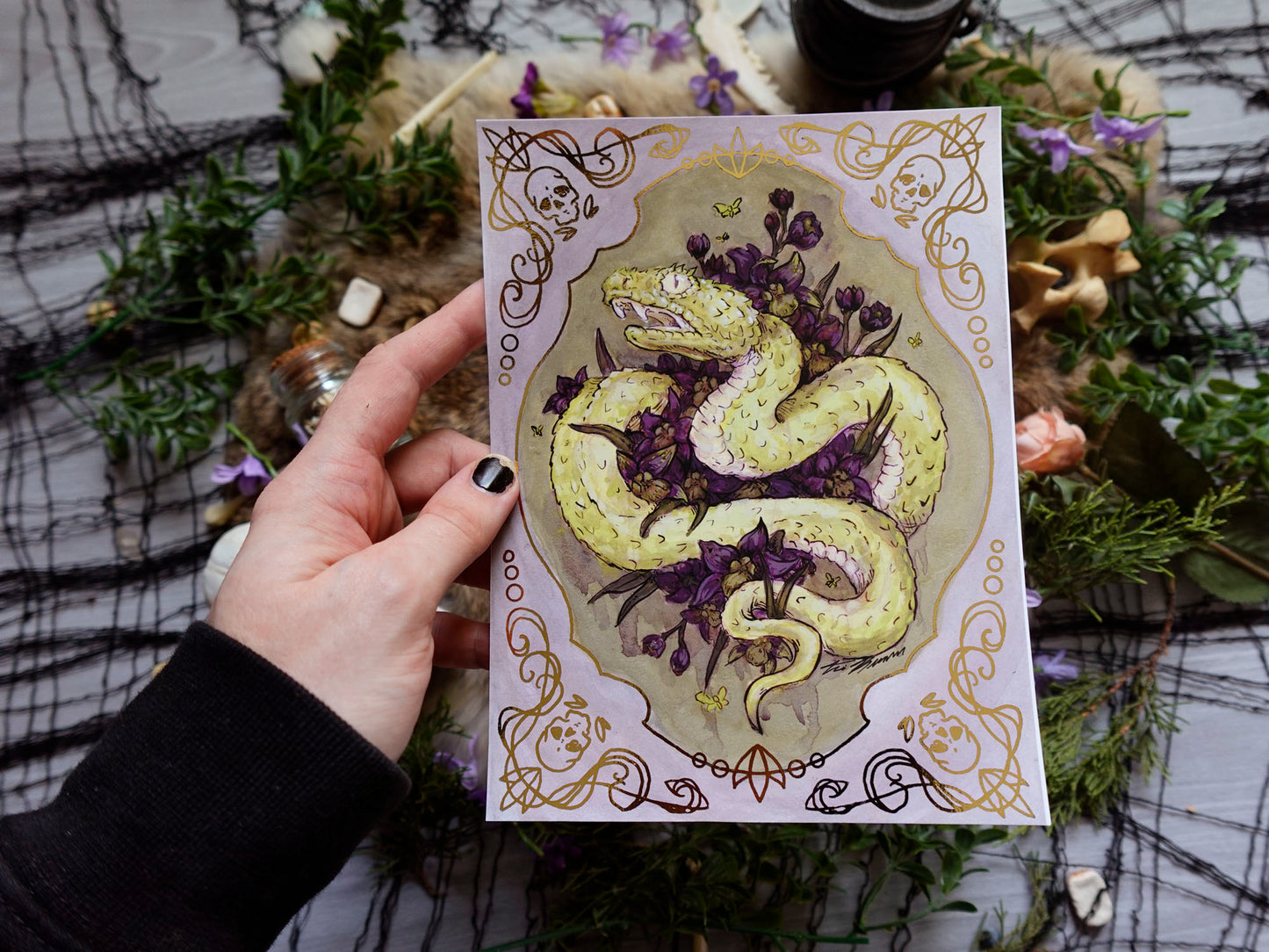 Venomous Bloom Hand Embellished Fine Art Print