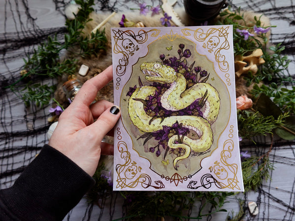 Venomous Bloom Hand Embellished Fine Art Print