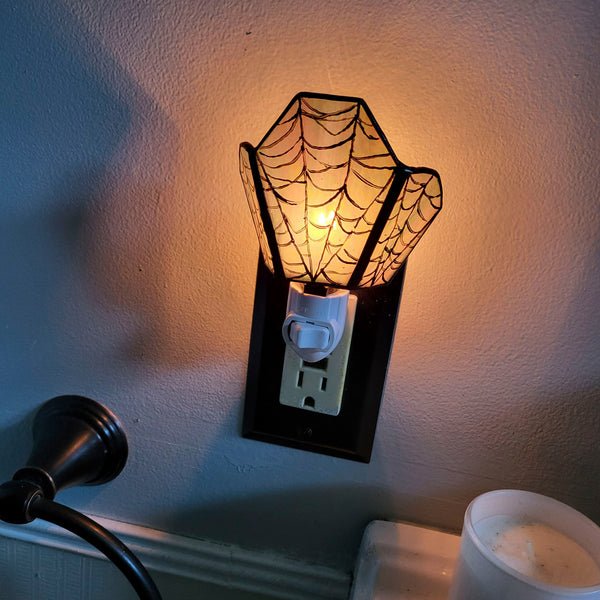 Spiderwebs Stained Glass Night Light