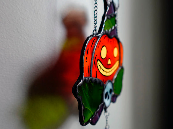 Party Pumpkins Stained Glass Suncatchers