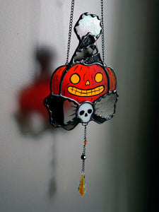 Party Pumpkins Stained Glass Suncatchers