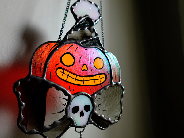 Party Pumpkins Stained Glass Suncatchers