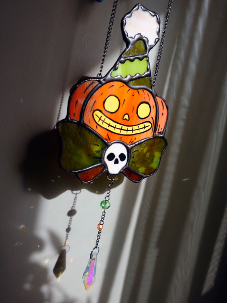 Party Pumpkins Stained Glass Suncatchers