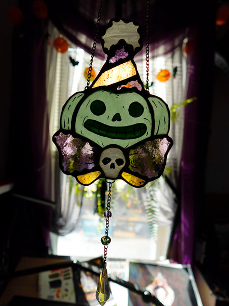 Party Pumpkins Stained Glass Suncatchers