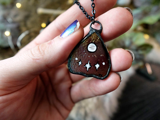 Pink Planchette Stained Glass Scrappie Charm Necklace