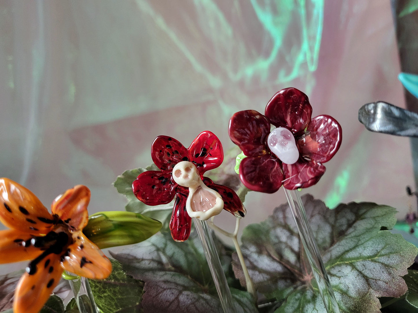 Spooky Flower Glass Plant Stakes