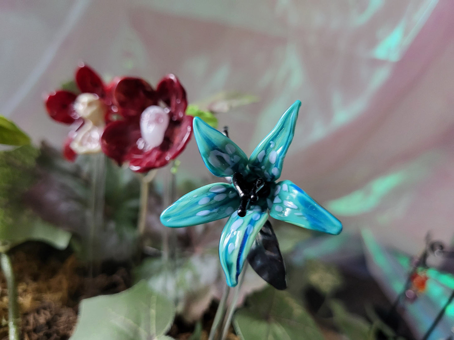 Spooky Flower Glass Plant Stakes