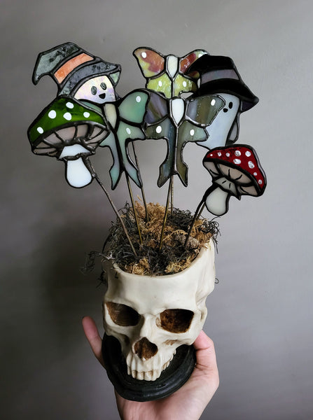 Mushroom Stained Glass Plant Stakes