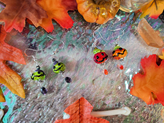 Tiny Pumpkins Glass Bead Earrings