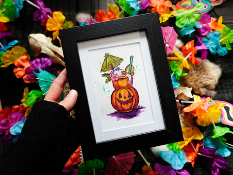 Pumpkin Spooky Tiki Drink Original Painting