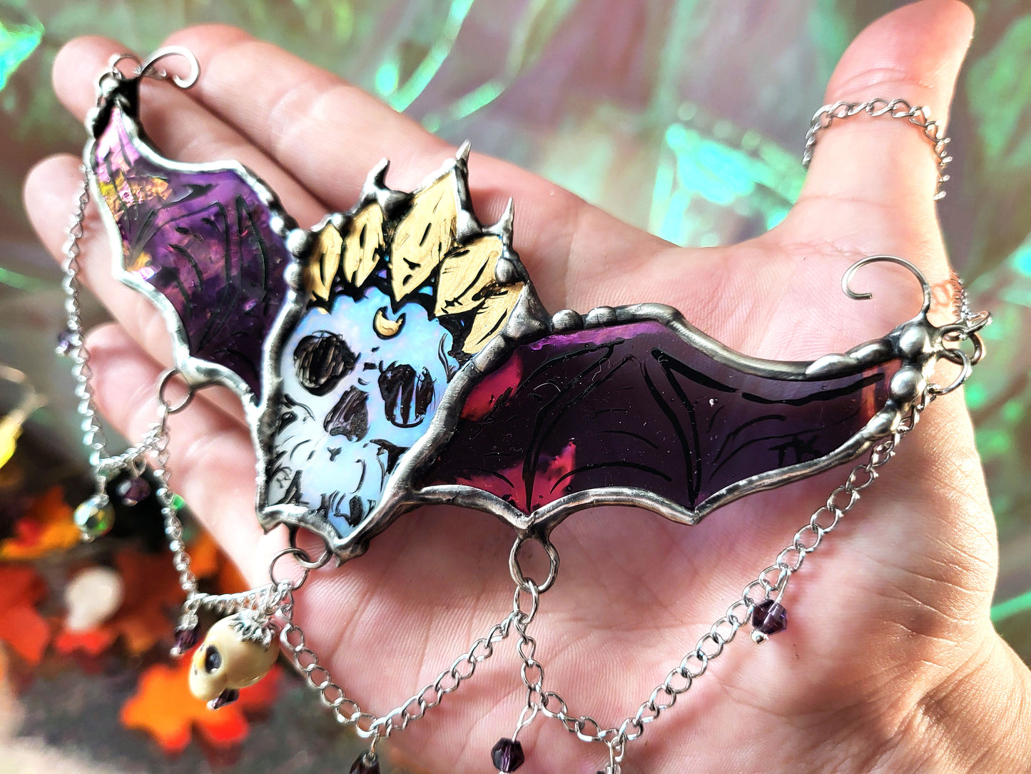 Memento Mori II Stained Glass Statement Necklace