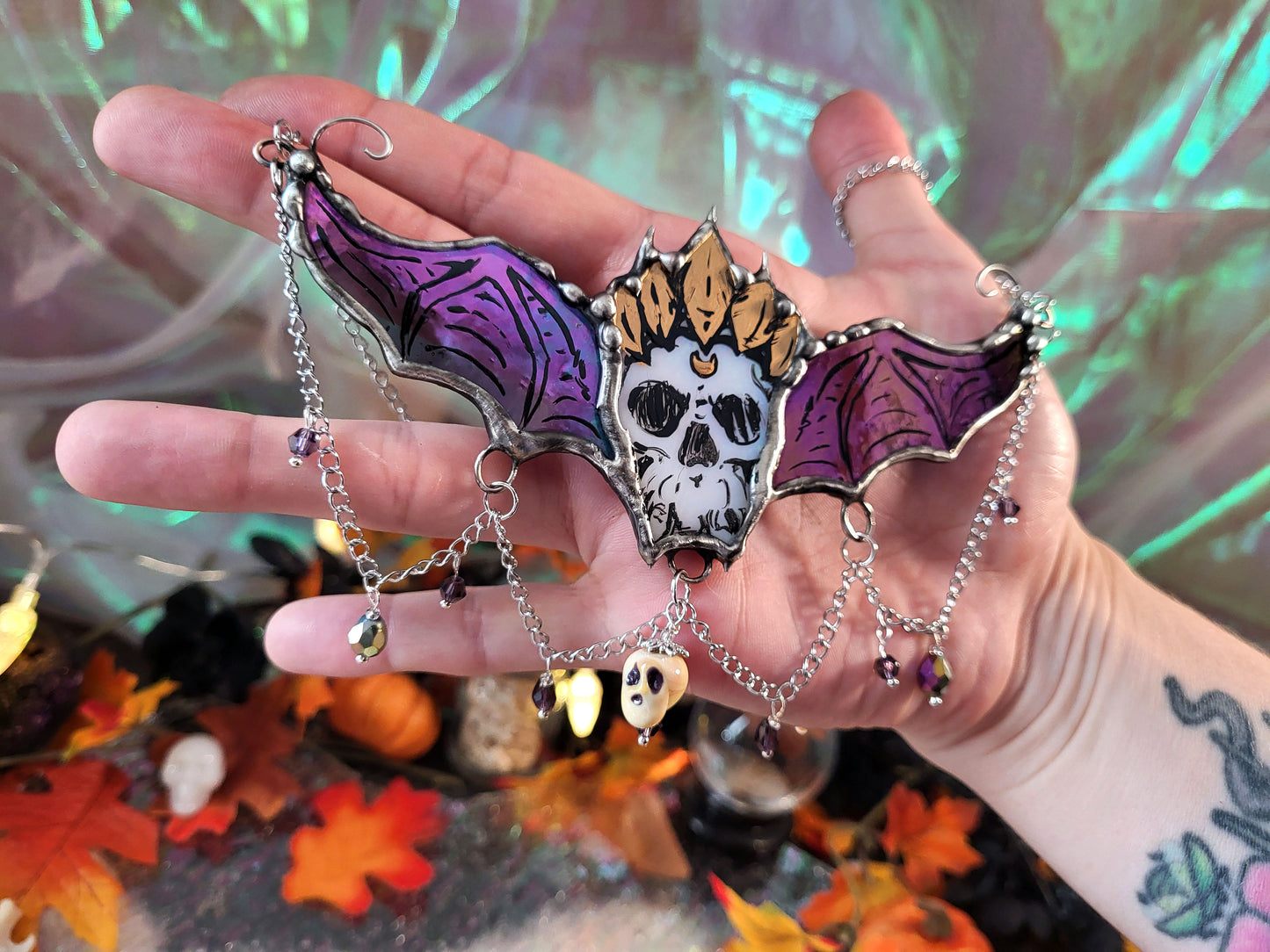 Memento Mori II Stained Glass Statement Necklace