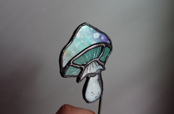 Mushroom Stained Glass Plant Stakes