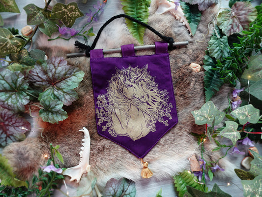 Golden Fantasy Unicorn Fairy Tale Bitty Banner